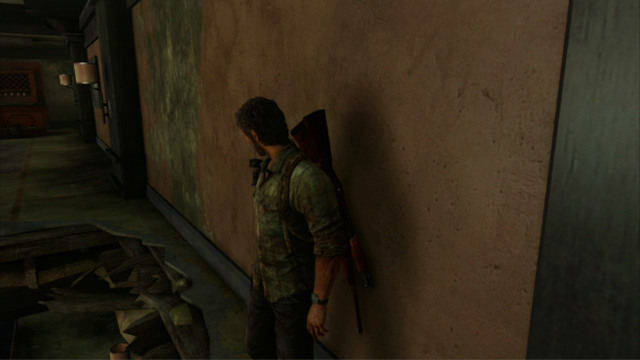 To the left, there is a hole in the floor, which you should slip by - The Last of Us: Hotel Lobby, Pittsburgh Walkthrough, map - Pittsburgh - The Last of Us Guide