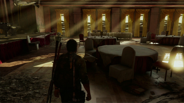 At the end, there is a ballroom with a grand piano in it - The Last of Us: Hotel Lobby, Pittsburgh Walkthrough, map - Pittsburgh - The Last of Us Guide