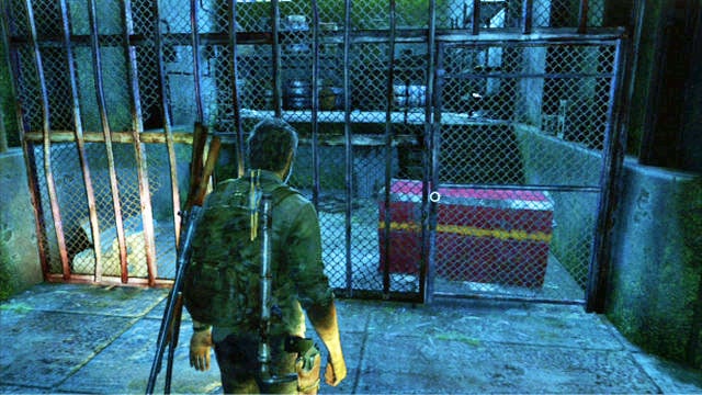 This way you will reach a closed grate with plenty of useful items behind - The Last of Us: Sewers, The Suburbs Walkthrough - The Suburbs - The Last of Us Guide