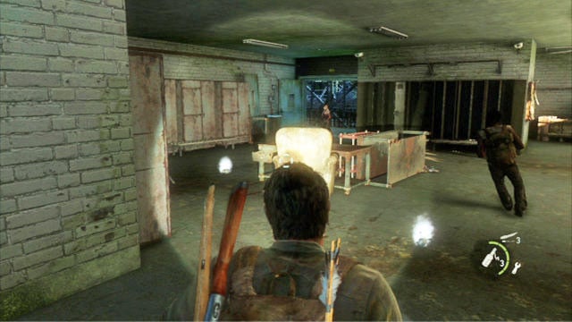 Eventually, you will get into a room with a table with many parts on it - The Last of Us: Sewers, The Suburbs Walkthrough - The Suburbs - The Last of Us Guide