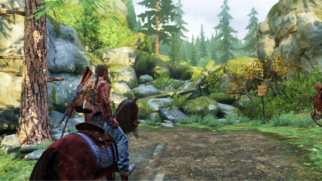As soon as you get into the saddle, keep riding ahead, until you reach stones that are blocking the way - The Last of Us: Ranch House, Tommys Dam Walkthrough - Tommys Dam - The Last of Us Guide