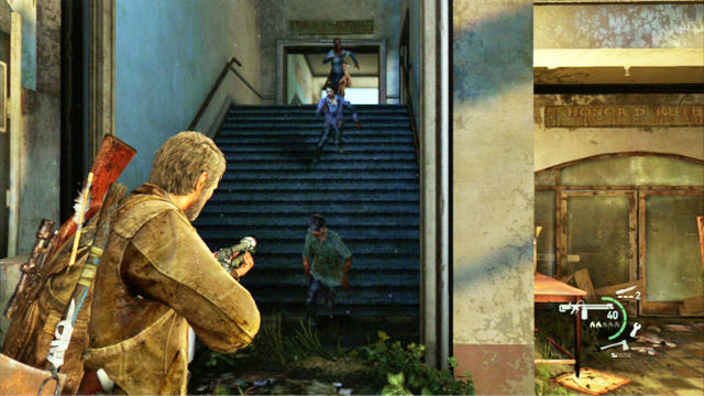 There is quite an army of mutants waiting there for you - The Last of Us: Go Big Horns! The University Walkthrough - The University - The Last of Us Guide