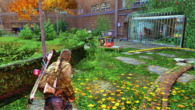 Once you escape from the mutants, climb up the stairs and leave the building - The Last of Us: Go Big Horns! The University Walkthrough - The University - The Last of Us Guide