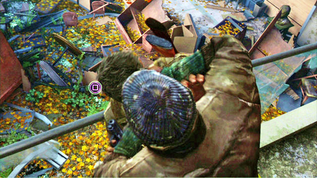 After you eliminate the enemies downstairs, try and open the door on the terrace - The Last of Us: Science Building, The University Walkthrough - The University - The Last of Us Guide