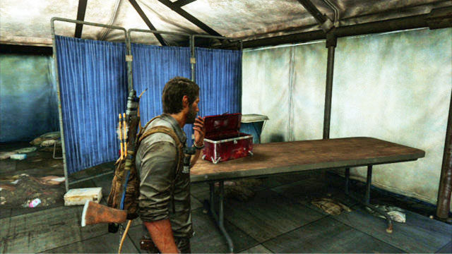 You will find numerous tents there, which you should search through - The Last of Us: Highway Exit, Bus Depot Walkthrough - Bus Depot - The Last of Us Guide