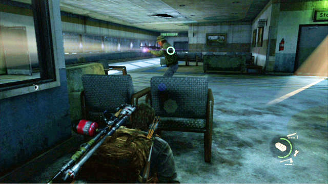 As soon as the soldiers run away, walk out of your hiding place and go ahead - The Last of Us: The Hospital, The Firefly Lab Walkthrough, map - The Firefly Lab - The Last of Us Guide