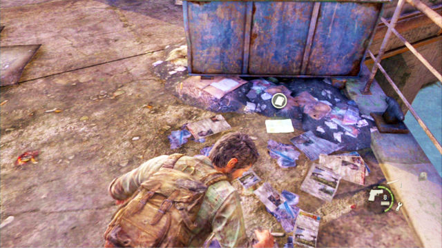 Sneak up to the barrels to the right and hide behind them - The Last of Us: The Quarantine Zone, Artifacts and pendants - Artifacts and pendants - The Last of Us Guide