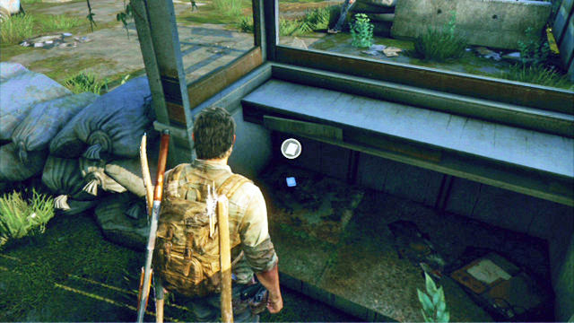 Behind the sandbags, there is a small booth with the artifact inside - The Last of Us: Alone and Forsaken (Pittsburgh), Artifacts and pendants - Artifacts and pendants - The Last of Us Guide