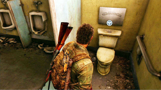 To the right, there is Henrys hideout but before you go inside, search through the toilet to the left - The Last of Us: Financial District, Escape the City, Artifacts and pendants - Artifacts and pendants - The Last of Us Guide