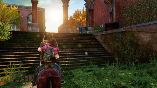 Soon after you jump over the first blockade, there are wide stairs - The Last of Us: The University, Artifacts and pendants - Artifacts and pendants - The Last of Us Guide