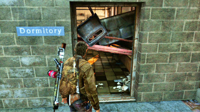 When you reach the gate with the generator that does not function, squeeze through the barricaded door to the right - The Last of Us: The University, Artifacts and pendants - Artifacts and pendants - The Last of Us Guide