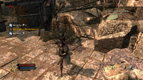 There are some crates and barrels in front of and behind you - Battlements - Chapter 1 - The Lord of the Rings: War in the North - Game Guide and Walkthrough