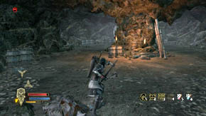 In the cave where you're now there are a lot of barrels and two heaps of items (on the left and right) - The High Moors - Chapter 3 - The Lord of the Rings: War in the North - Game Guide and Walkthrough
