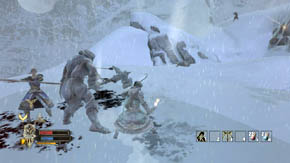 On the right there is an entrance leading up - Alpine Pass - Chapter 4 - The Lord of the Rings: War in the North - Game Guide and Walkthrough