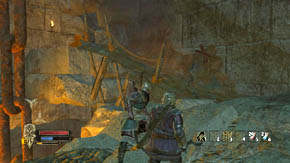 Run into the tower and go past the chains in the middle - Mountain's Interior - Chapter 4 - The Lord of the Rings: War in the North - Game Guide and Walkthrough