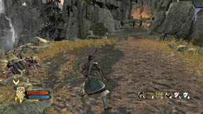 There are several chests and barrels near the fire (destroy everything), and a little further on the right a heap of items - The Grey Mountains - p. 1 - Chapter 6 - The Lord of the Rings: War in the North - Game Guide and Walkthrough