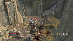 Defeat two orc archers and a barbarian warrior, search a heap of items on the right, and a bit further on the right kill another warrior - The Grey Mountains - p. 1 - Chapter 6 - The Lord of the Rings: War in the North - Game Guide and Walkthrough