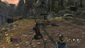 After a short stroll you'll get to a mushroom on the left and a place from where you will have to jump down - The Grey Mountains - p. 1 - Chapter 6 - The Lord of the Rings: War in the North - Game Guide and Walkthrough