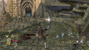 In order not to be shot at pull back to the cave and fight with enemies who use melee weapons - The Grey Mountains - p. 1 - Chapter 6 - The Lord of the Rings: War in the North - Game Guide and Walkthrough