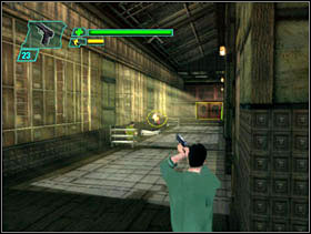 In the beginning we shoot at the boss (he sits by the table) till he say Die, Die, Die and run away - Matrix Path of Neo: Weapon Training - Matrix Path of Neo: Walkthrough - The Matrix: Path of Neo Game Guide & Walkthrough