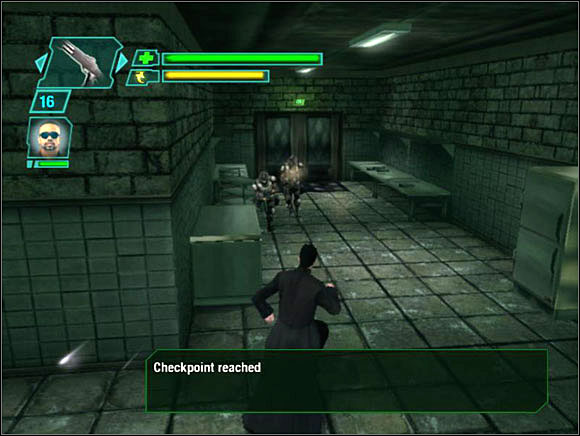 We run along a corridor - Matrix Path of Neo: Captains Rescue - Matrix Path of Neo: Walkthrough - The Matrix: Path of Neo Game Guide & Walkthrough