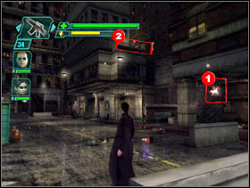 Without wasting any moment we go toward the edge of the building and jump down - Matrix Path of Neo: Captains Rescue - Matrix Path of Neo: Walkthrough - The Matrix: Path of Neo Game Guide & Walkthrough