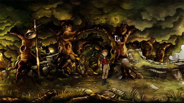 Go back to previous location - forest crossroads - A summer day - Walkthrough - The Night of the Rabbit - Game Guide and Walkthrough