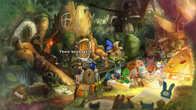 Go to the town and there to the garden - The four portals: rockwhisper and greengrow spells - Walkthrough - The Night of the Rabbit - Game Guide and Walkthrough