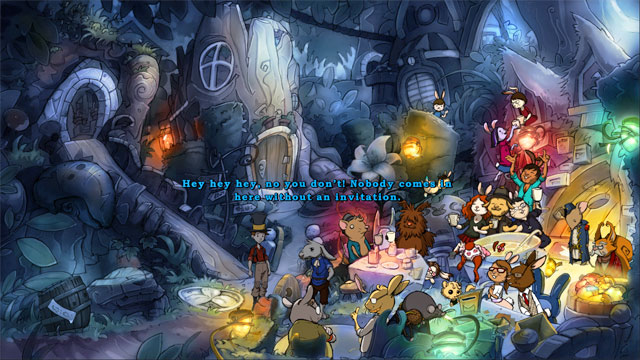 Use the exciting book to change day into night - The four portals: rockwhisper and greengrow spells - Walkthrough - The Night of the Rabbit - Game Guide and Walkthrough