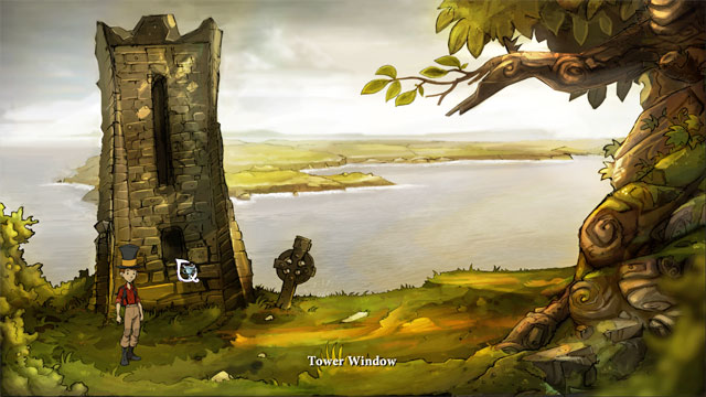 Use the trophy and put it in a tower window - The four portals: rockwhisper and greengrow spells - Walkthrough - The Night of the Rabbit - Game Guide and Walkthrough