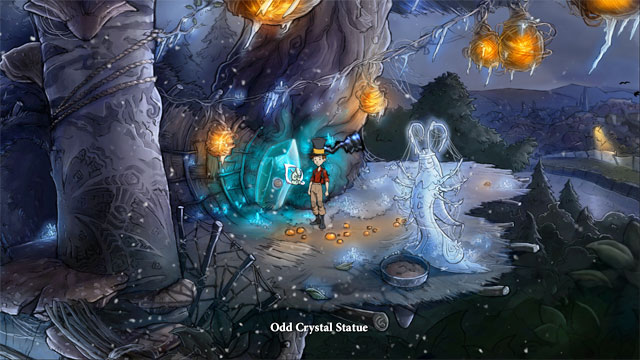 Go left to radio station and here by mushroom stairway go up to temple of the moths - Lizards, bottles and fifth portal - Walkthrough - The Night of the Rabbit - Game Guide and Walkthrough