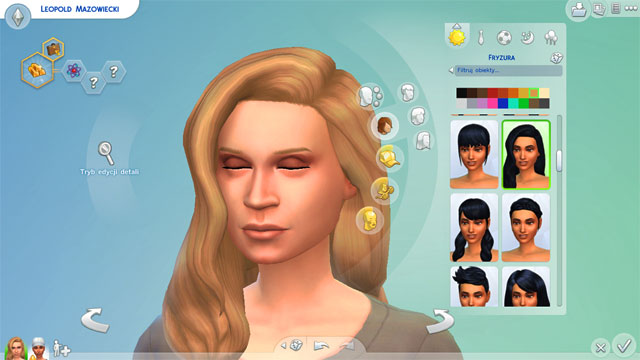 The next tab is responsible for appearance and colour of hair - The Sims 4: Appearance - body shape, face, hats, make-up - Creating a Sim - Sims 4 Guide