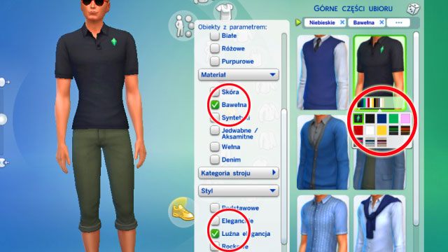 When you choose clothes, its a good idea to use filters - a button located above the list of clothes - The Sims 4: Clothes - body shape, top, full body, bottom, shoes - Creating a Sim - Sims 4 Guide