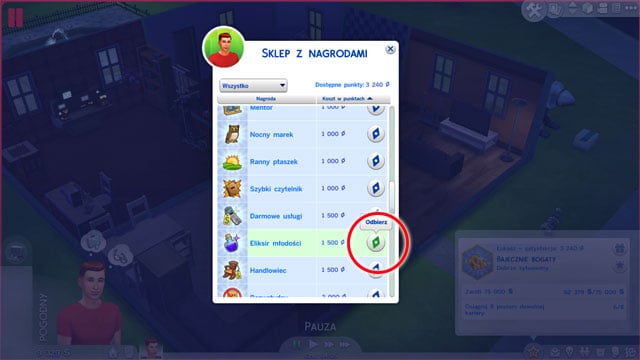 By clicking on the Sims aspirations tab [G] and on the present icon, you access the store, where you can spend satisfaction points for boosters - The Sims 4: Wants, satisfaction and shop with rewards - Sims life - Sims 4 Guide