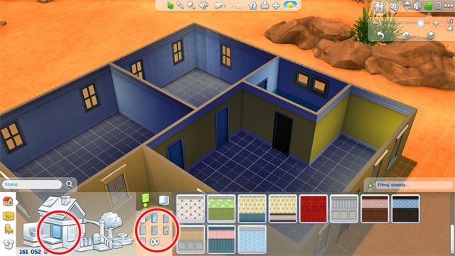 Go to a proper section in the build panel - The Sims 4: Stages of building a house - The house - Sims 4 Guide