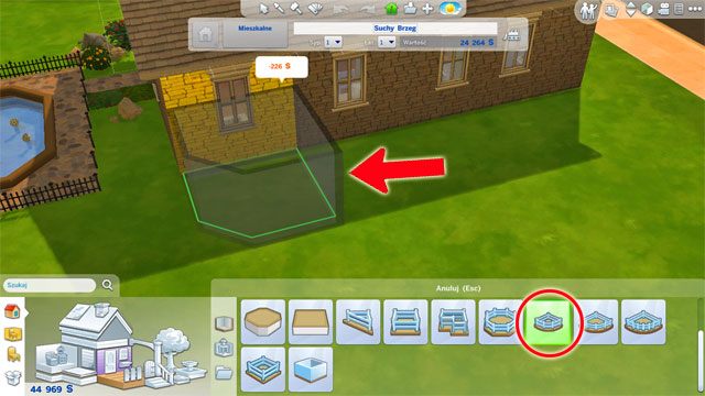 Terrace can also be built on the ground floor by using a proper tool in the build mode - The Sims 4: Expanding a house - The house - Sims 4 Guide