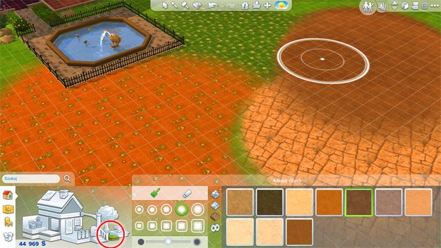 Using the terrain covering tool, you can freely change the look of the surface: it can be flowery grass, sand, gravel, or even stones - The Sims 4: Expanding a house - The house - Sims 4 Guide