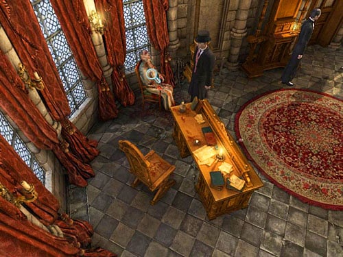 When you finish talking with the perturbed priest ignore a deduction board and look at the bishop sitting by the window - Carefully examine a bishops corpse | The Murder in Diocese of Knightsbridge - The Murder in Diocese of Knightsbridge - The Testament of Sherlock Holmes Game Guide