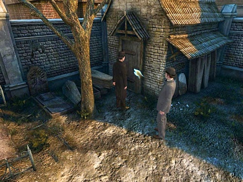 In this moment, men will notice that someone is in the gravediggers cottage - Visit Kurtz | Slaughter in Whitechapel - Slaughter in Whitechapel - The Testament of Sherlock Holmes Game Guide