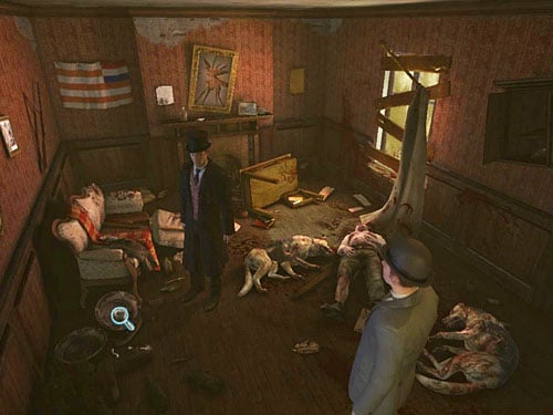 Pay an attention on a empty bowls nearby sofa - Visit Kurtz | Slaughter in Whitechapel - Slaughter in Whitechapel - The Testament of Sherlock Holmes Game Guide