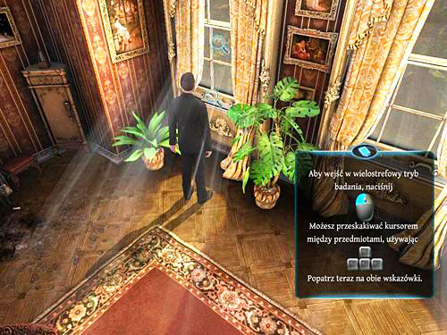 Approach the window (right from the fireplaces) and notice the trail on the glass - Examine all traces in the marquis music room | The Marquis Residence - The Marquis Residence - The Testament of Sherlock Holmes Game Guide
