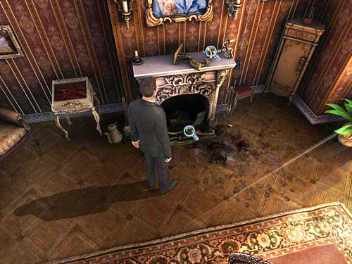 Look also at the collapsed items on a chimney and its inside - Examine all traces in the marquis music room | The Marquis Residence - The Marquis Residence - The Testament of Sherlock Holmes Game Guide