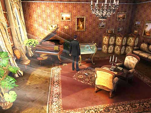 Then examine the aquarium - Examine all traces in the marquis music room | The Marquis Residence - The Marquis Residence - The Testament of Sherlock Holmes Game Guide