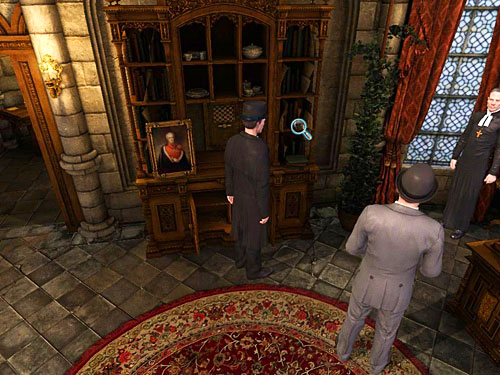 in the cupboard, on the second bookshelf (three sticks) - Open the Mysterious Chest | The Murder in Diocese of Knightsbridge - The Murder in Diocese of Knightsbridge - The Testament of Sherlock Holmes Game Guide