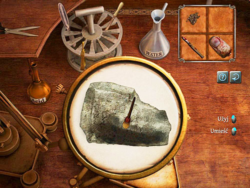 Now examine the rock: Treat it with acid (copper flask on the left) and then with brush - Check the Collected Evidences | The Murder in Diocese of Knightsbridge - The Murder in Diocese of Knightsbridge - The Testament of Sherlock Holmes Game Guide