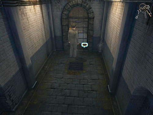 Talk with a guard through bars (activate keys and click a speech balloon) - Launch the Alarm | Escape From Westgate Prison - Escape From Westgate Prison - The Testament of Sherlock Holmes Game Guide