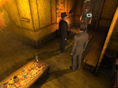 Notice a bodyguard standing on the right, who is guarding the closed door - Get to the Closed Room | Slaughter in Whitechapel - Slaughter in Whitechapel - The Testament of Sherlock Holmes Game Guide