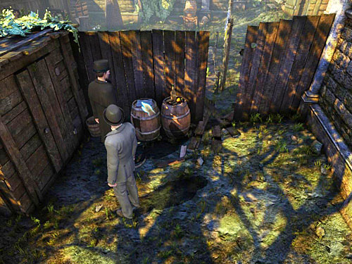 On the barrel you find The Strand pick it up - Find Stolen Laundry | Robbery in Kensington Gardens - Robbery in Kensington Gardens - The Testament of Sherlock Holmes Game Guide