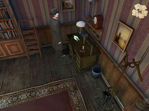 Place this pieces of paper on a desk - Search a Henrys Room | Robbery in Kensington Gardens - Robbery in Kensington Gardens - The Testament of Sherlock Holmes Game Guide