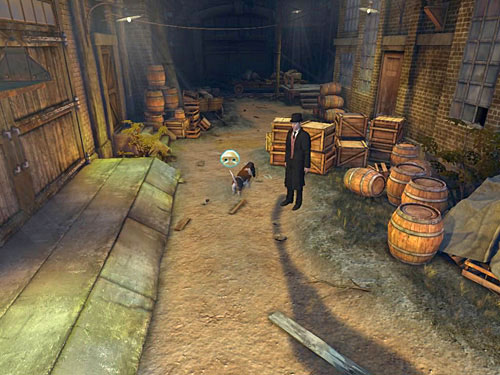 Catch another scent, leading to door behind a big gate - Get to the Building and Leave It Using Other Way | Accident at Stinging Street - Accident at Stinging Street - The Testament of Sherlock Holmes Game Guide